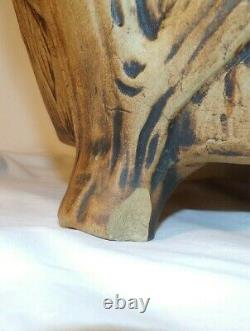 Large Rare Antique Footed Western Stoneware Jardiniere