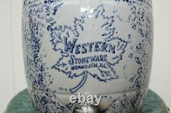 Large Rare Antique Western Stoneware Dispenser/crock Handle/lid Monmouth Ill. +++