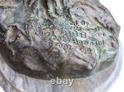 Large Solid BRONZE Statue Bronco Saddle Western Horse Cowboy Figurine 29 Tall