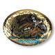 Large Southwestern Brass Overlay Belt Buckle Turquoise Abalone Malachite Inlay