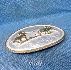 Large Team Roping Belt Buckle Rodeo Cowboy Vtg Montana Silversmiths. GMP809