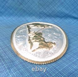 Large Team Roping Belt Buckle Rodeo Cowboy Vtg Montana Silversmiths. GMP809