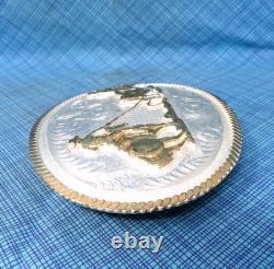 Large Team Roping Belt Buckle Rodeo Cowboy Vtg Montana Silversmiths. GMP809