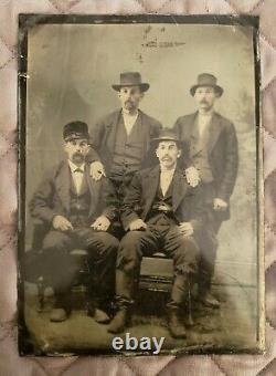 Large Tintype of Four Serious Gangster Brothers! Nice Portrait