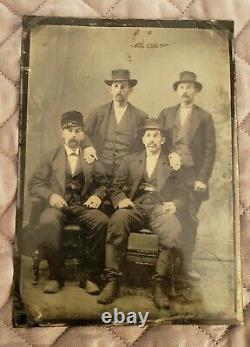 Large Tintype of Four Serious Gangster Brothers! Nice Portrait