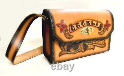 Large Unused Vintage Western Tooled Leather Cecelia Shoulder Bag Purse