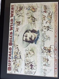 Large Vintage Buffalo Bills Wild West 1898 Reproduction Poster Black Frame Art
