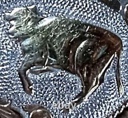 Large Vintage Crumrine Sterling Silver, 22k Gold Cutting Horse Rodeo Belt Buckle