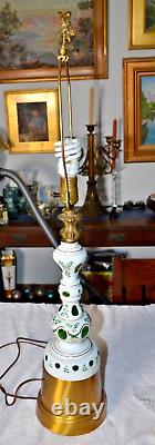 Large Vintage Cut to Clear Western Germany glass electric table Lamp 32.5