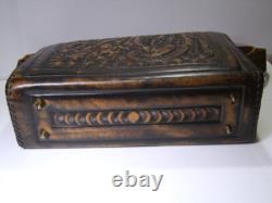 Large Vintage Hand Tooled Leather Satchel / Purse