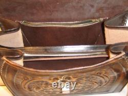 Large Vintage Hand Tooled Leather Satchel / Purse