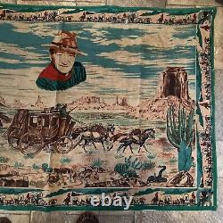 Large Vintage John Wayne Tapestry 53 By 34 Read