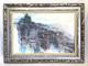 Large Vintage Palace on Mountain Landscape Painting 38x28 Castle Village signed