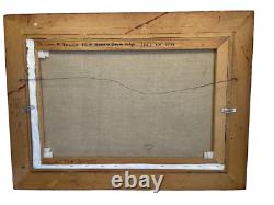 Large Vintage Palace on Mountain Landscape Painting 38x28 Castle Village signed