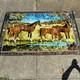 Large Vintage Velvet Horses Tapestry Cabin Decor Wall Rug Art Western 49x74
