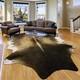 Large Washable Non Slip Faux Cowhide Rug 6x7 Brindle and White, Speckled Cow