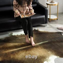 Large Washable Non Slip Faux Cowhide Rug 6x7 Brindle and White, Speckled Cow
