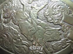 Large Western Bull Rider Cowboy Cowgirl Bronze Belt Buckle! Vintage! Crumrine