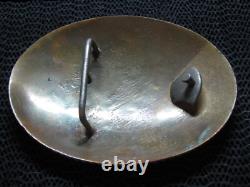 Large Western Bull Rider Cowboy Cowgirl Bronze Belt Buckle! Vintage! Crumrine