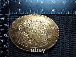 Large Western Bull Rider Cowboy Cowgirl Bronze Belt Buckle! Vintage! Crumrine
