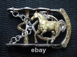 Large Western Horse Instrument Cowboy Cowgirl Belt Buckle! Vintage! Handcrafted