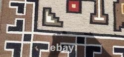 Large Wool Kilim Navajo Southwestern Bohemian Gray Tan 6x9 Handmade Antique Rug