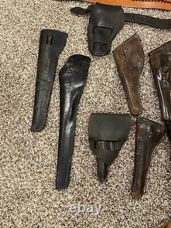 Large lot Antique Western Holsters US Leather Colt SAA Old West Cowboy