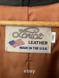 Lariat Leather Coat Fringed Beaded Southwest Suede Made in USA Sz Large Vintage