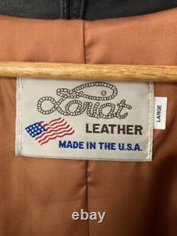 Lariat Leather Coat Fringed Beaded Southwest Suede Made in USA Sz Large Vintage