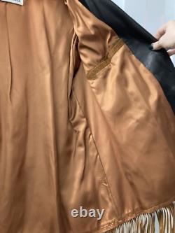 Lariat Leather Coat Fringed Beaded Southwest Suede Made in USA Sz Large Vintage