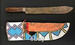 Late 1800s CrowithPlains Large Size Beaded Belt Knife Sheath