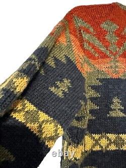 Lauren Ralph Lauren Hand Knit Vintage Woman Southwestern Cardigan Sweater Large