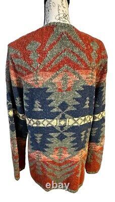 Lauren Ralph Lauren Hand Knit Vintage Woman Southwestern Cardigan Sweater Large