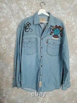 Lea authentic jeanswear embroidered jean jacket vintage horses sz Large western
