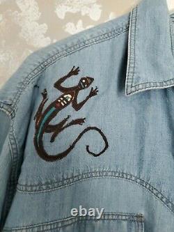 Lea authentic jeanswear embroidered jean jacket vintage horses sz Large western