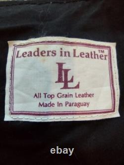Leaders in Leather vintage 90's hand tooled Brown leather vest Sz Lg Unisex
