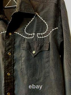 Levi's 1960s Saddleman Tag ACE OF SPADES Western Shirt EUC Size 16/33 Motorhead