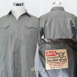 Levi's Big E Wool Shirt Men's L Gray Vintage 1950s Inv#W1657