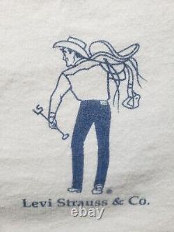 Levi's Strauss Co T Shirt 1990s 501 Cowboy Rare Western L Single Stitch VINTAGE