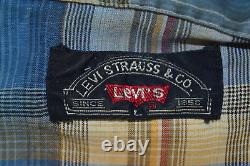 Levi's VTG 70s Big E Golden Blue Plaid Sawtooth Western Shirt M/L Cobain Grunge