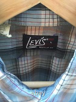 Levi's Vintage Plaid Button Up Shirt Made In USA Size Large