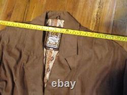 Long Trench Duster Jacket Coat Brown Leather Western Vintage Womens L Lagenlook