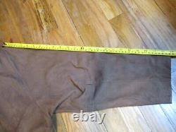 Long Trench Duster Jacket Coat Brown Leather Western Vintage Womens L Lagenlook