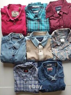 Lot of 8 Levi's/Wrangler Men's Size Large Button Shirts Denim Western Snap