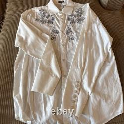 MANUEL- White Embroidered Western L/S Shirt, Size L, New with tag