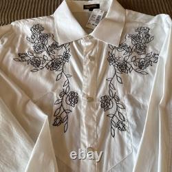 MANUEL- White Embroidered Western L/S Shirt, Size L, New with tag