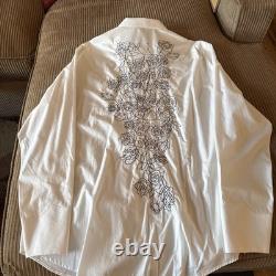MANUEL- White Embroidered Western L/S Shirt, Size L, New with tag