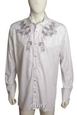 MANUEL- White Embroidered Western L/S Shirt, Size XL
