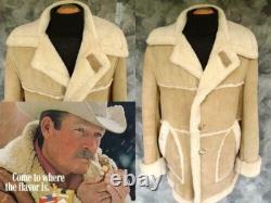 MARLBORO MAN Shearling Sheepskin Coat XXL Cowboy Western Fur Jacket RARE FIND