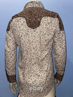 MENS Vintage Long Sleeve ROCKMOUNT RANCH WEAR Snap Button Large 16.5 35 Brown Fl